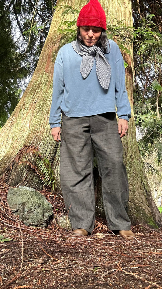 Wool Striped Barrel Pant-M/L regular