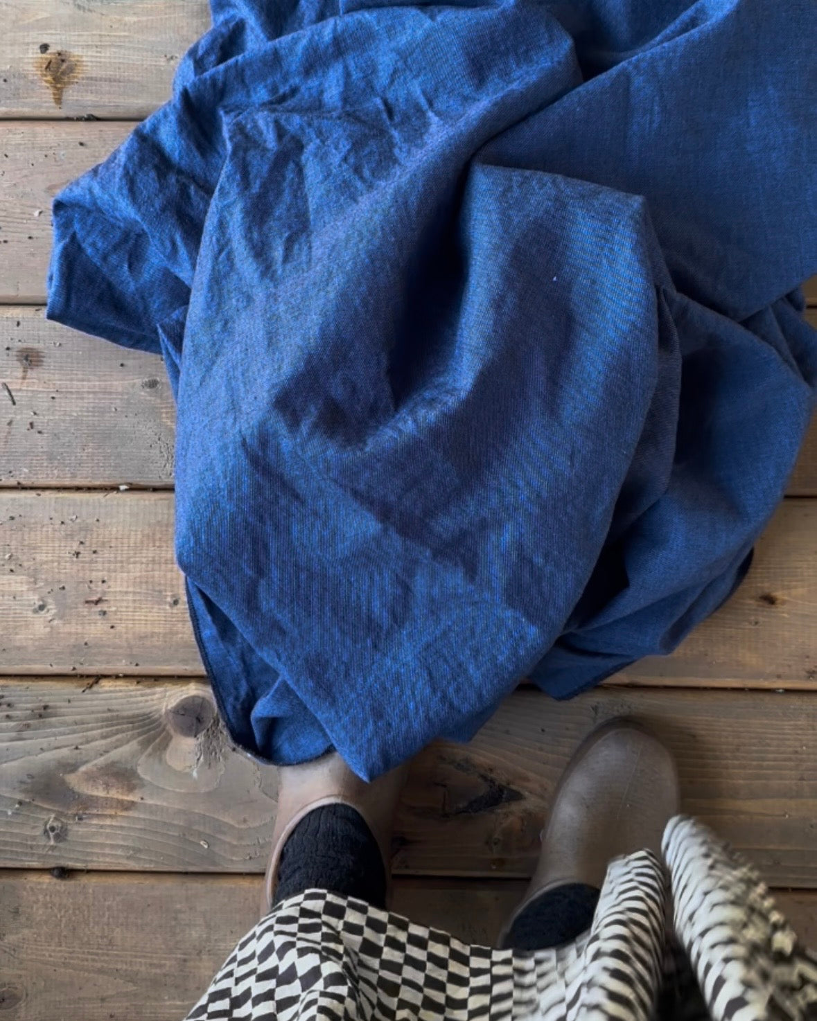 ** Ruffle Pants - medium blue- Made to Order