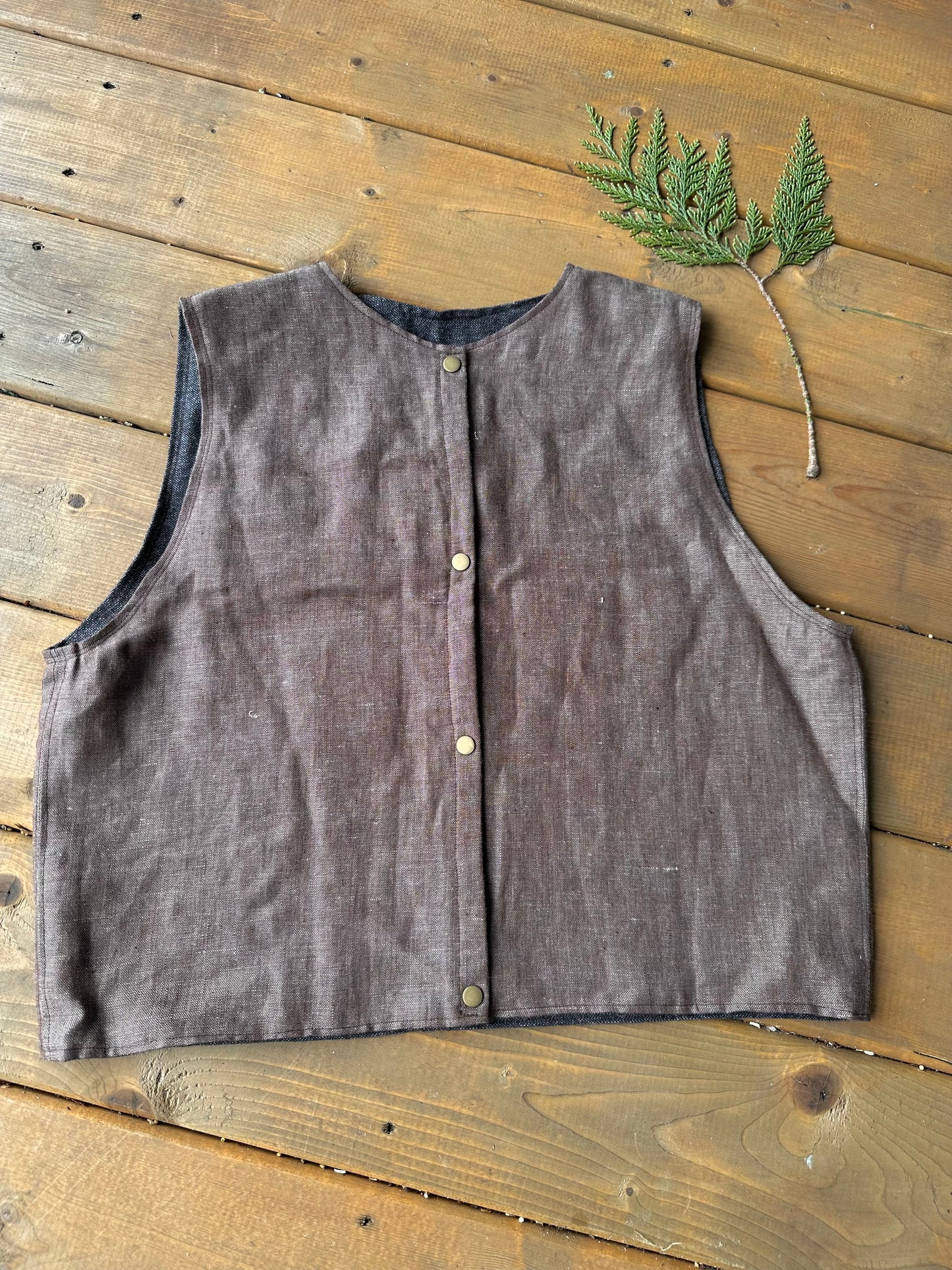 Linen Vest -Grey- Made to Order