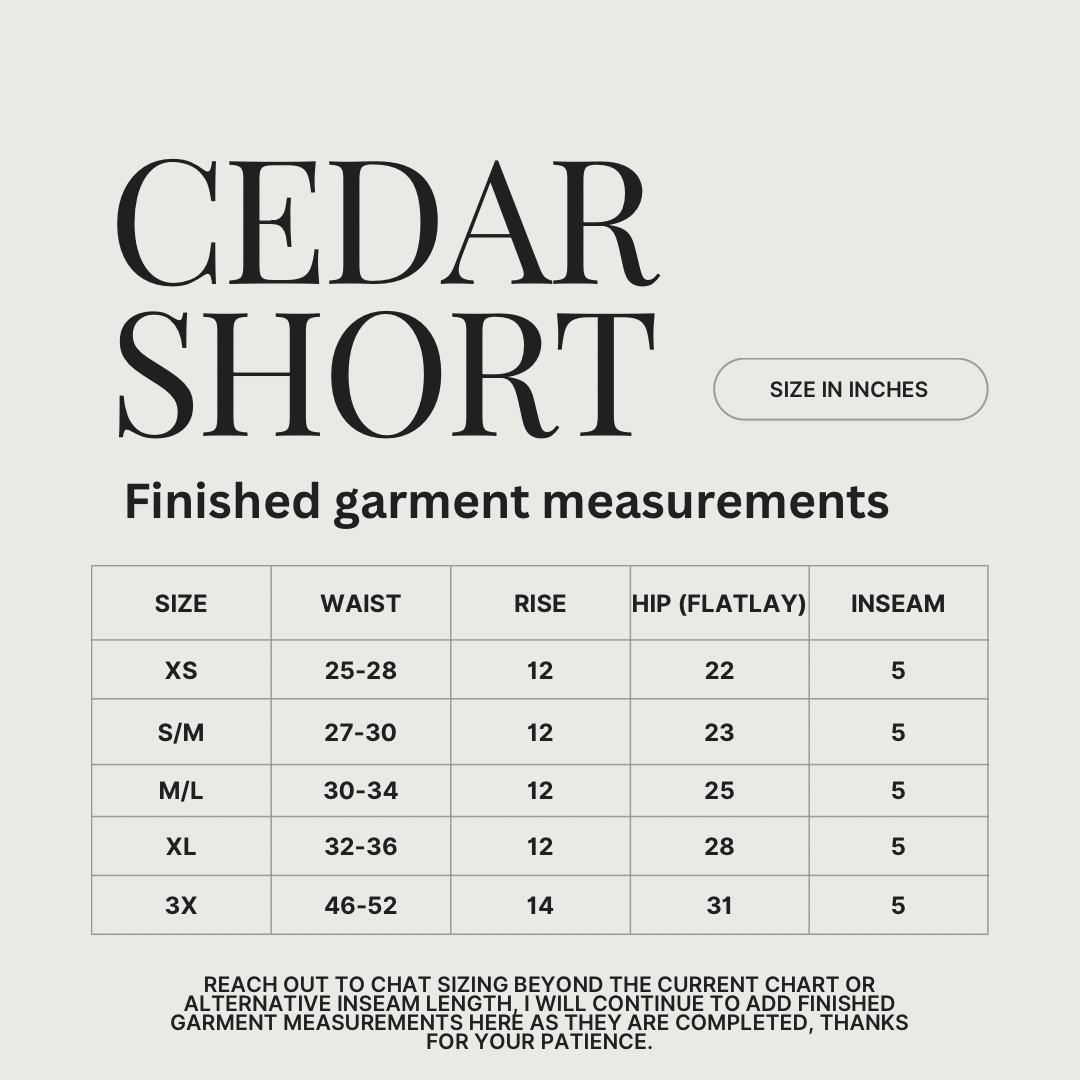 Cedar Short - mixed textiles