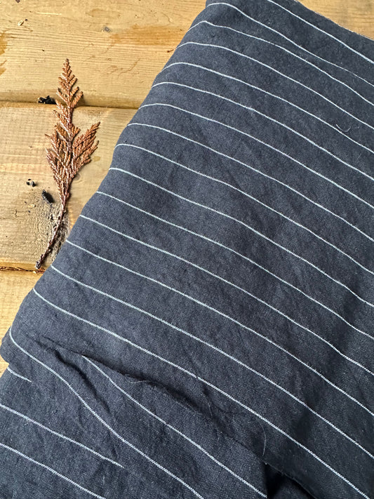 Linen Sleep Short- black pinstripe